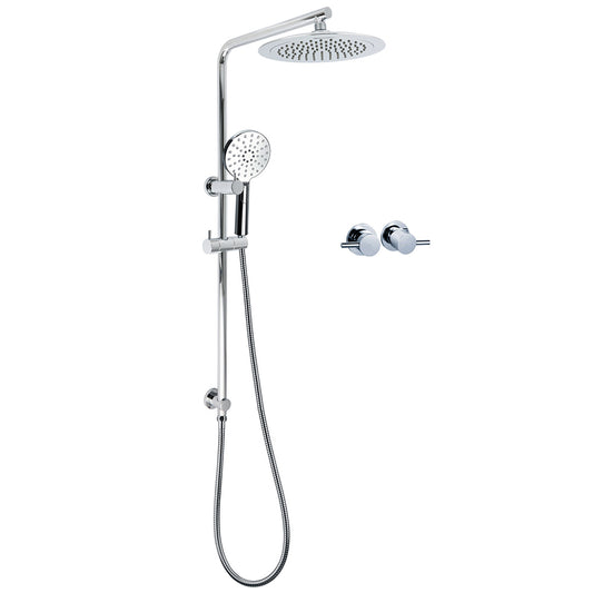 WELS Chrome 9" Rain Shower Head 3 Modes Handheld Rose Slide Rail Set Twin Taps