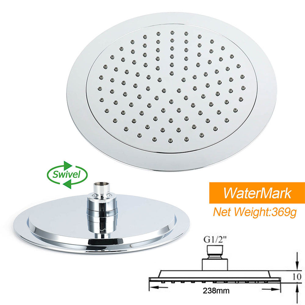 Chrome 9" Plastic Rain Shower Head 3 Modes Handheld Rose Slide Rail Diverter Switch Set