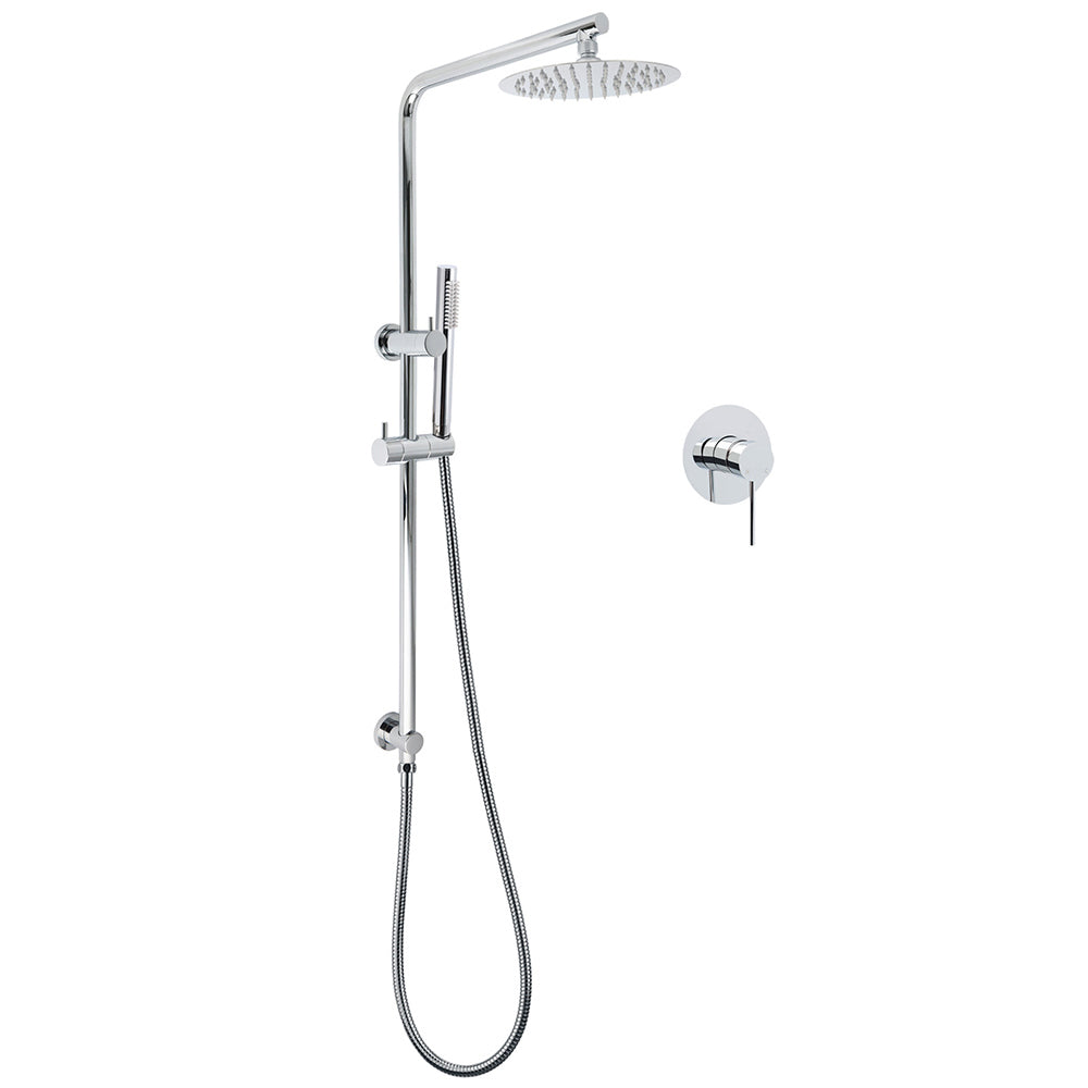 WELS Bathroom Round 8" Rain Shower Head Single Mode Brass Handheld Spray Rail Arm Set Mixer