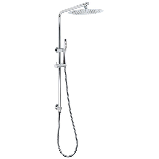 WELS 2 In 1 Shower Head Set Sliding Rail 3 Mode Handheld Arm 10" Round Chrome