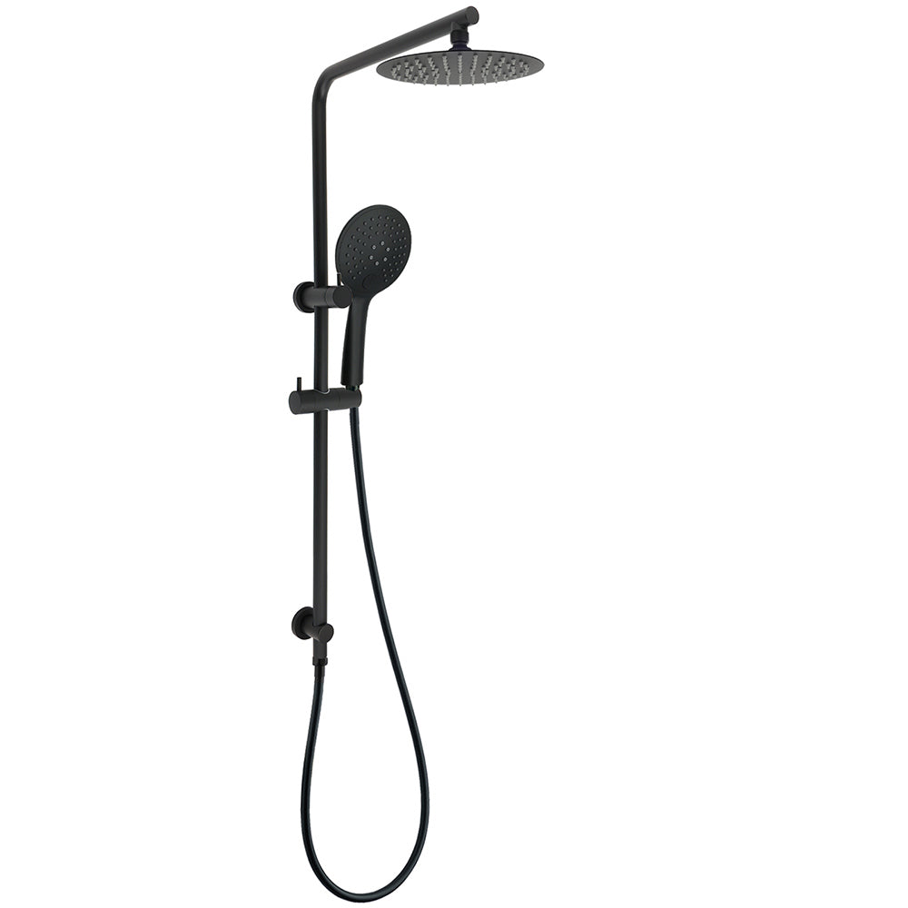 Matt Black Round 8" Shower Head Sliding Rail Arm 3 Modes Handheld Arm Dual Combo