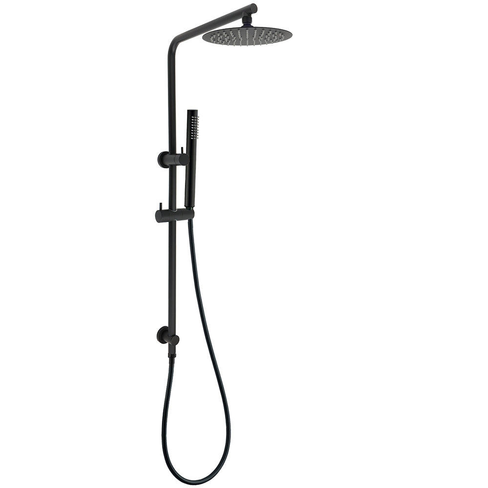 Matt Black Round 8" Rain Shower Head 3 Mode Handheld 2 in 1 Wall Arm Set