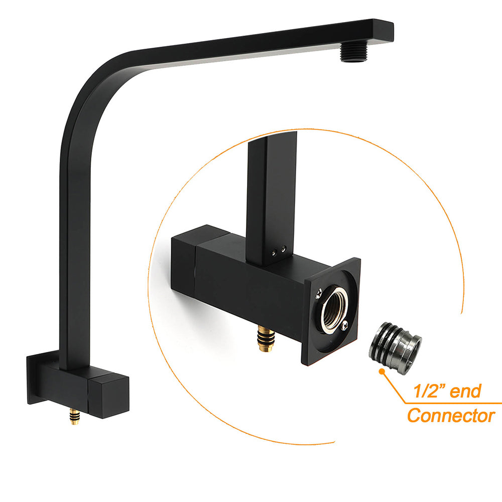 Matt Black Square Twin Shower Set 8" Rain Head 3 Modes Handheld Silde Rail Arm + Mixer