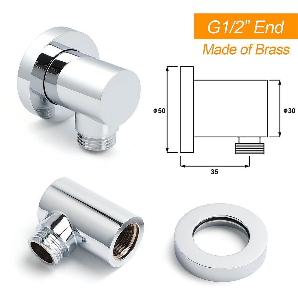 WELS Chrome Round 8" Stainless Steel Rain Head Handheld Sliding Rail Arm 2in1 Shower Set