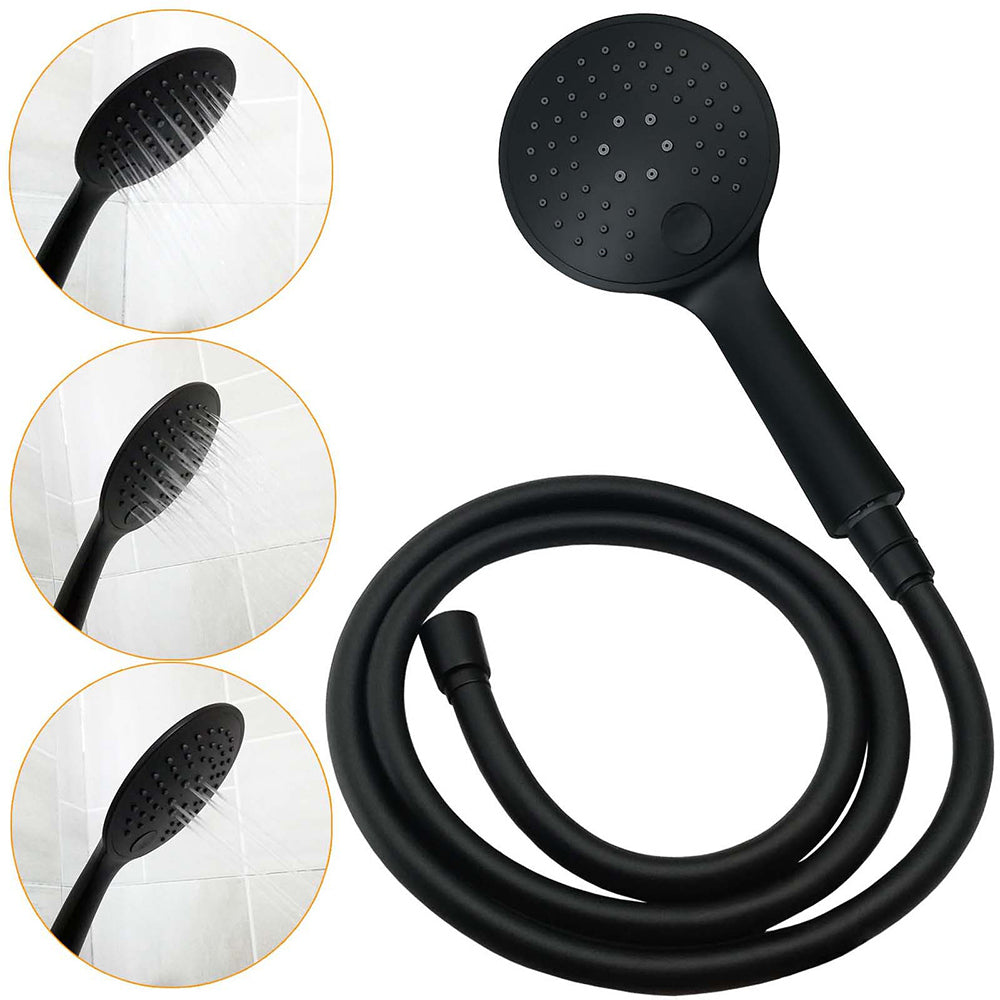 WELS Dual Black Round Shower Set 10" Rain Head 3 Mode Handheld Sliding Rail Diverter