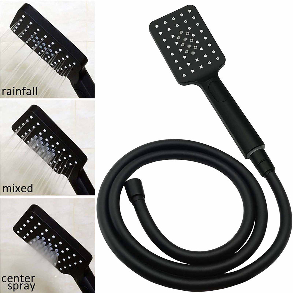 WELS Matt Black 2in1 Square 10" Rain Shower Head 3 Mode Handheld Adjustable Rail Set + Mixer