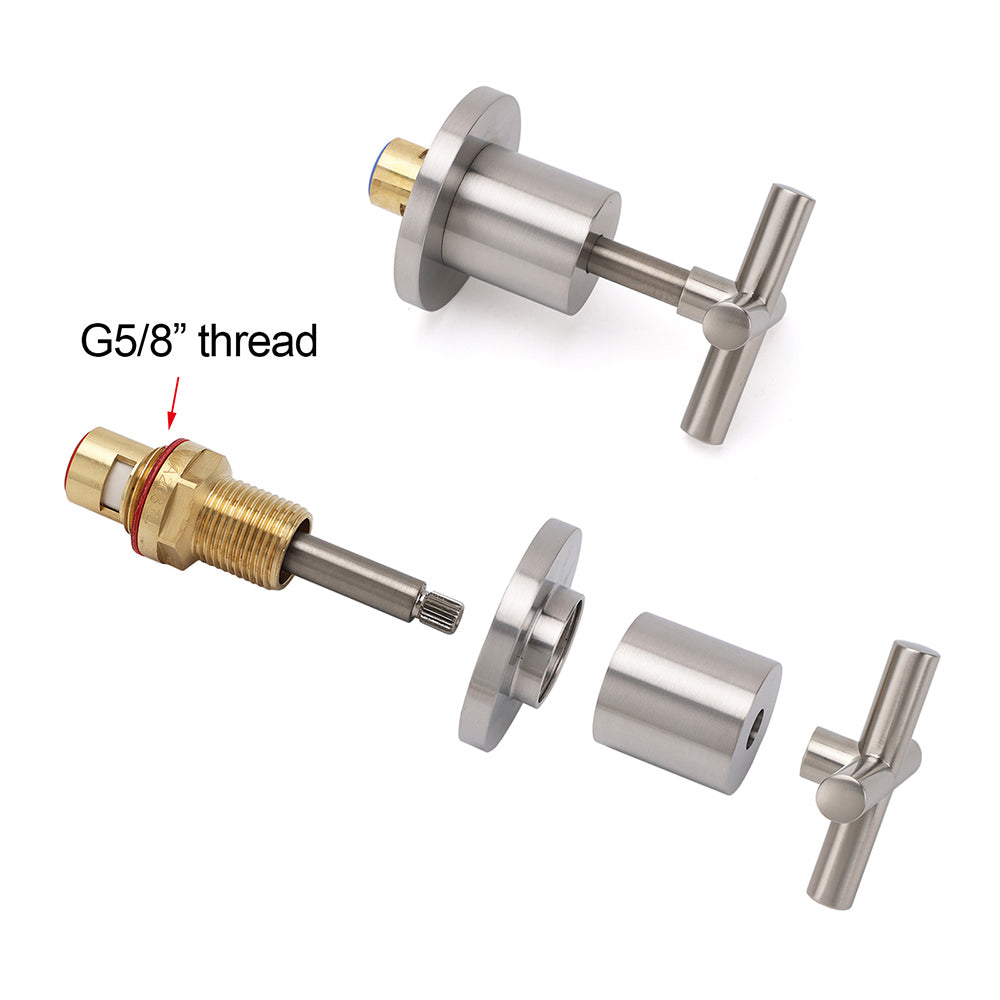 Brushed Nickel 1/4 Turn Twin Shower Taps Set Hot Cold Water Control Vanity Mixer
