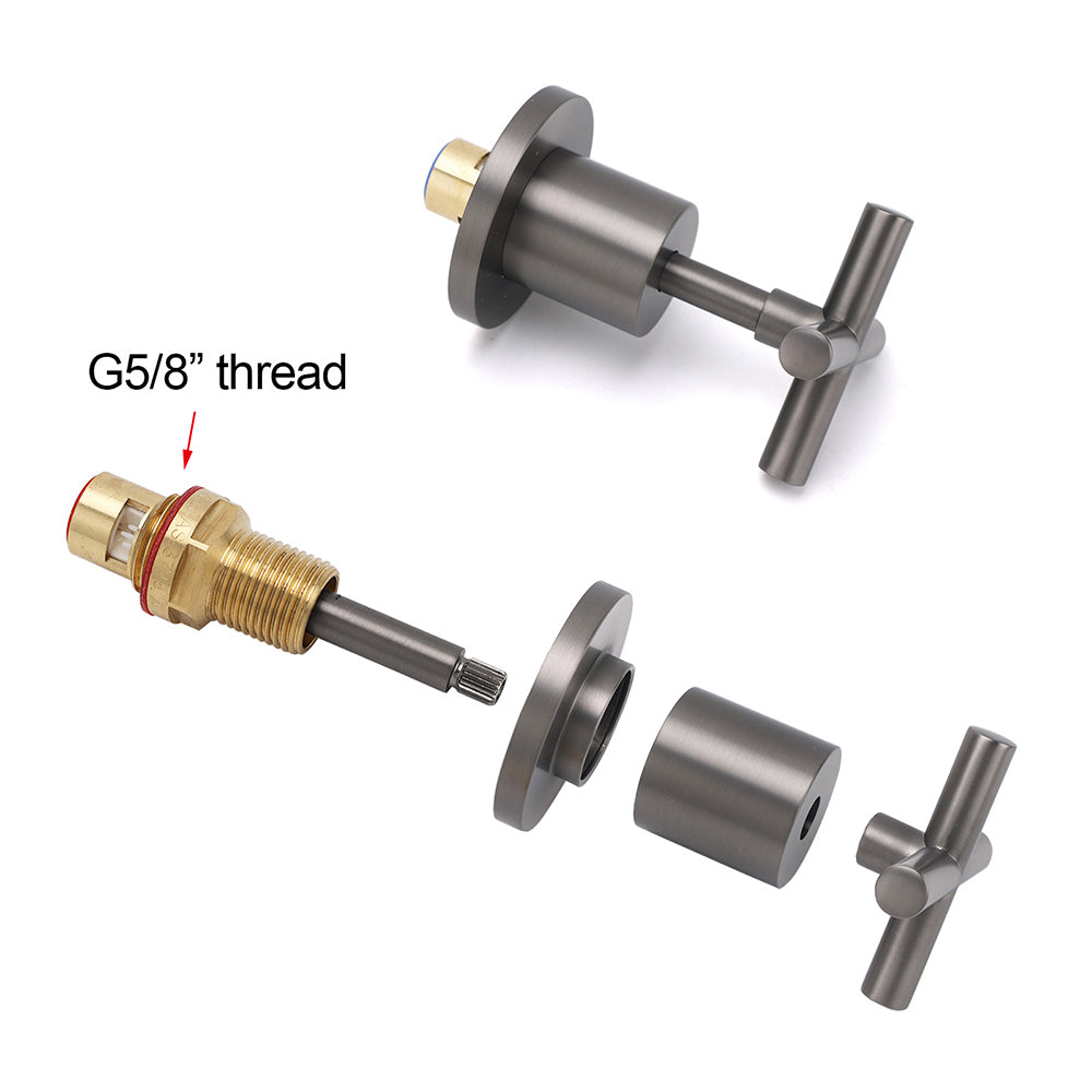 Gun Metal Shower 1/4 Turn Twin Taps Pair Bath Spout Hot Cold Water Mixer Valve