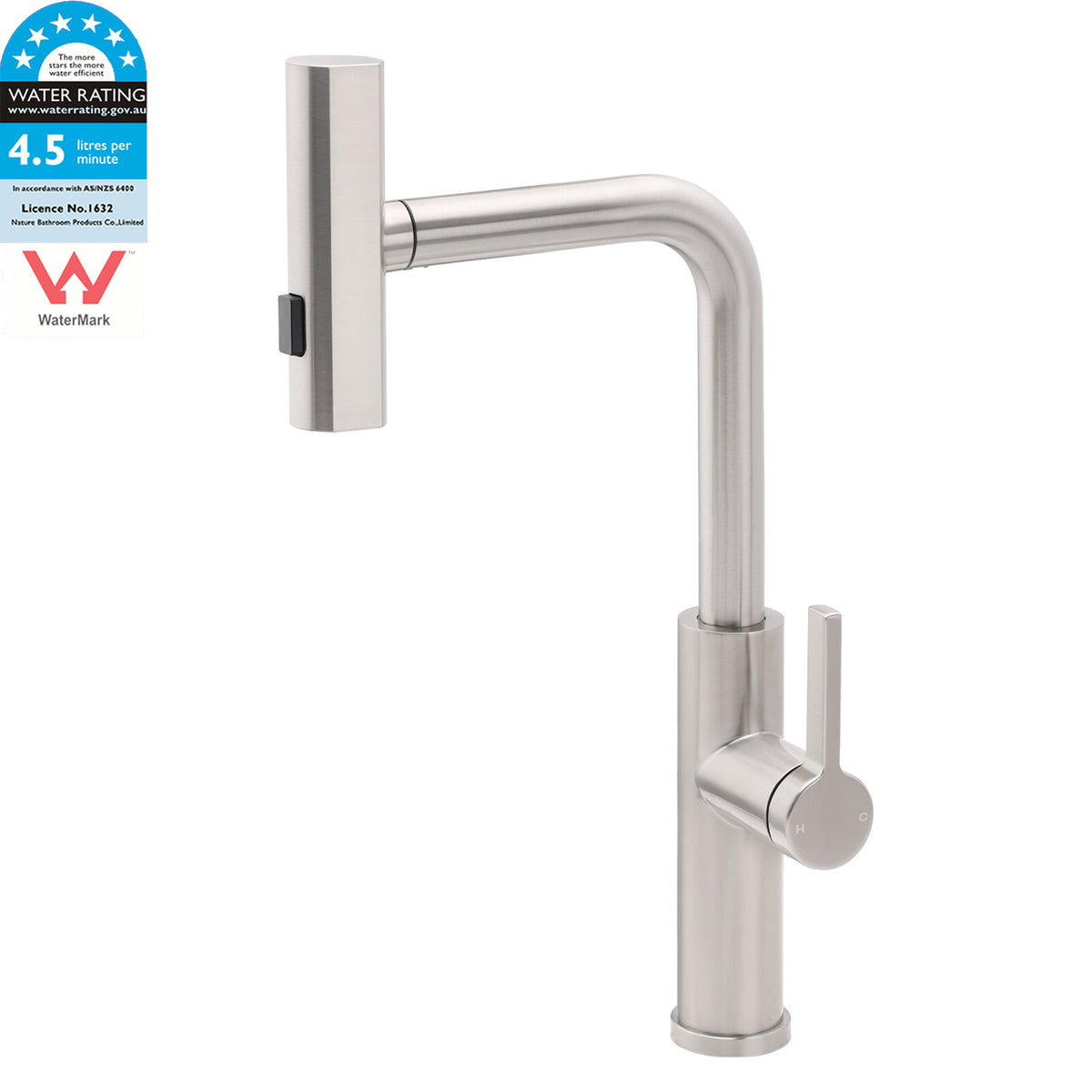 Brushed Nickel 3-Mode Kitchen Mixer Pull Out Down Sink Laundry Faucet Tap WELS