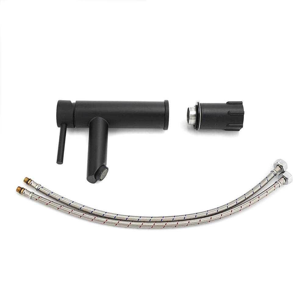 WELS Black 7.5L/min Kitchen Laundry Round Basin Mixer Vanity Sink Faucet Tap Set