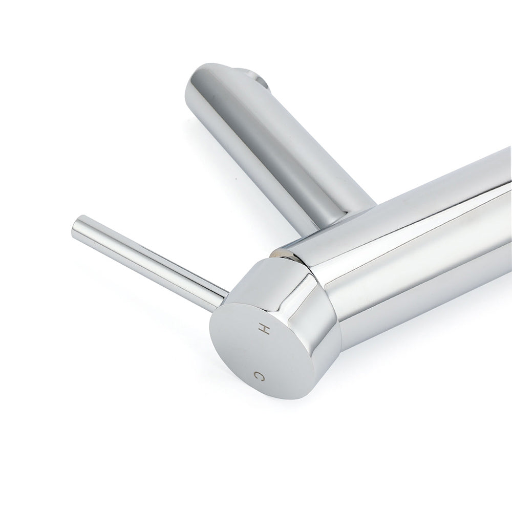 WELS Chrome Short Kitchen Laundry Round Basin Mixer Vanity Sink Faucet Tap Set