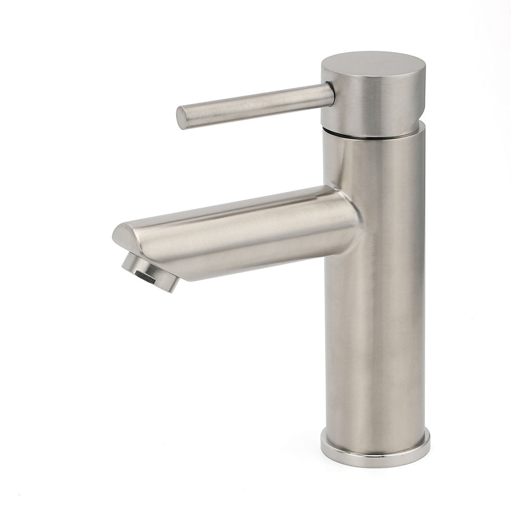 WELS Kitchen Laundry Round Basin Mixer Vanity Sink Faucet Tap Nickel Brushed Set