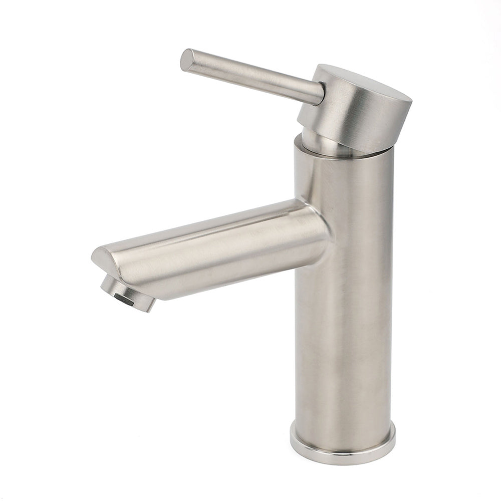 WELS Kitchen Laundry Round Basin Mixer Vanity Sink Faucet Tap Nickel Brushed Set