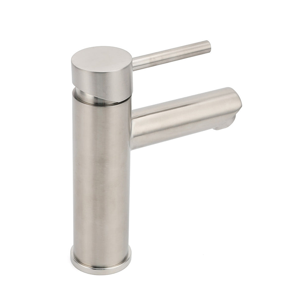 WELS Kitchen Laundry Round Basin Mixer Vanity Sink Faucet Tap Nickel Brushed Set