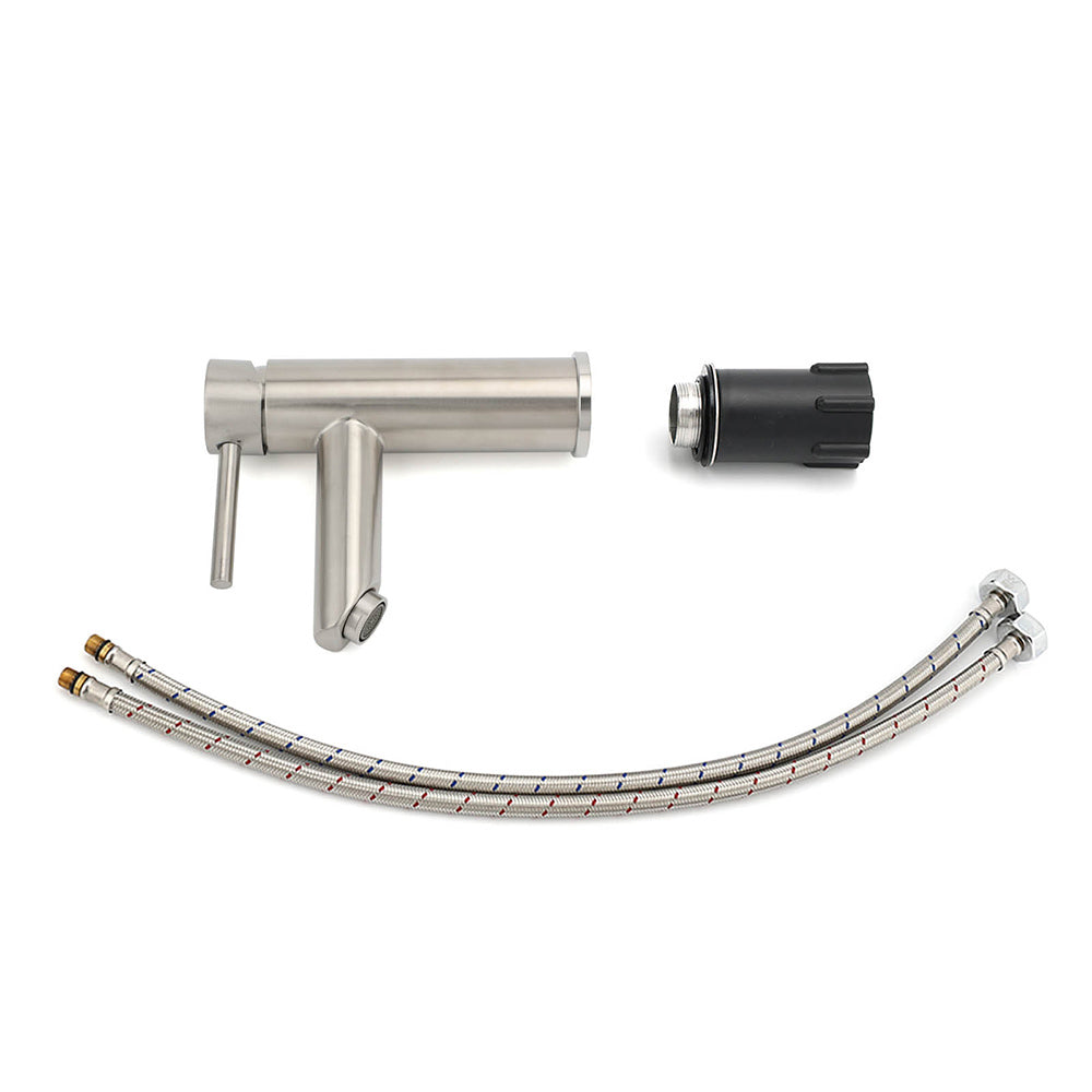 WELS Kitchen Laundry Round Basin Mixer Vanity Sink Faucet Tap Nickel Brushed Set