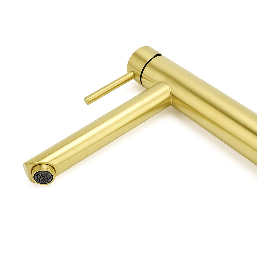 WELS Brushed Gold Laundry Round Tall Basin Mixer Vanity Sink Faucet Tap 304 SUS