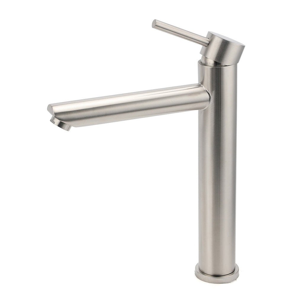 WELS Bathroom Laundry Round Basin Mixer Vanity Sink Faucet Tap Silver Brushed