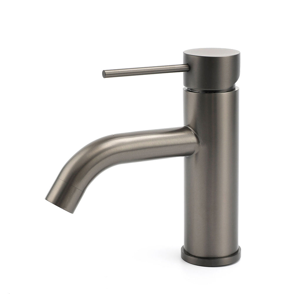 WELS Gun Metal Grey Kitchen Laundry Round Basin Mixer Vanity Sink Faucet Tap Set