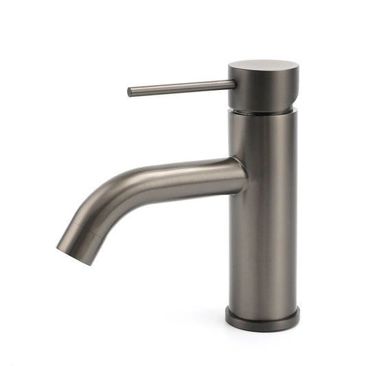 WELS Gun Metal Grey Kitchen Laundry Round Basin Mixer Vanity Sink Faucet Tap Set