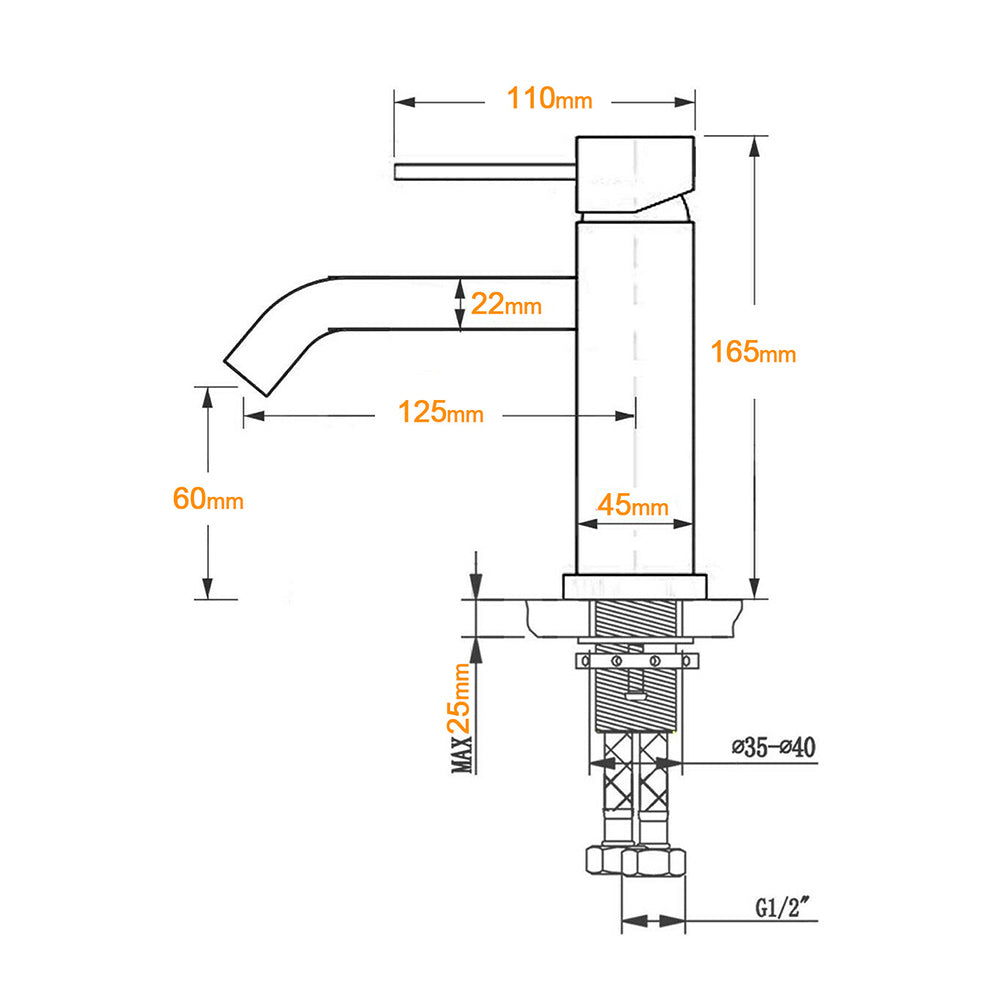 WELS Gun Metal Grey Kitchen Laundry Round Basin Mixer Vanity Sink Faucet Tap Set
