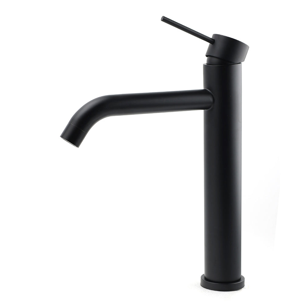 Matt Black Tall Laundry Round Curve Spout Basin Mixer Vanity Sink Faucet Tapware