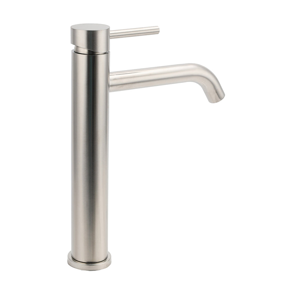Brushed Nickel Tall Kitchen Laundry Basin Mixer Vanity Curve Sink Faucet Tap Set