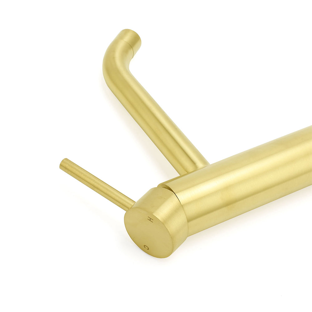 WELS Brushed Gold Tall Kitchen Laundry Basin Mixer Vanity Sink Faucet Tap Bath