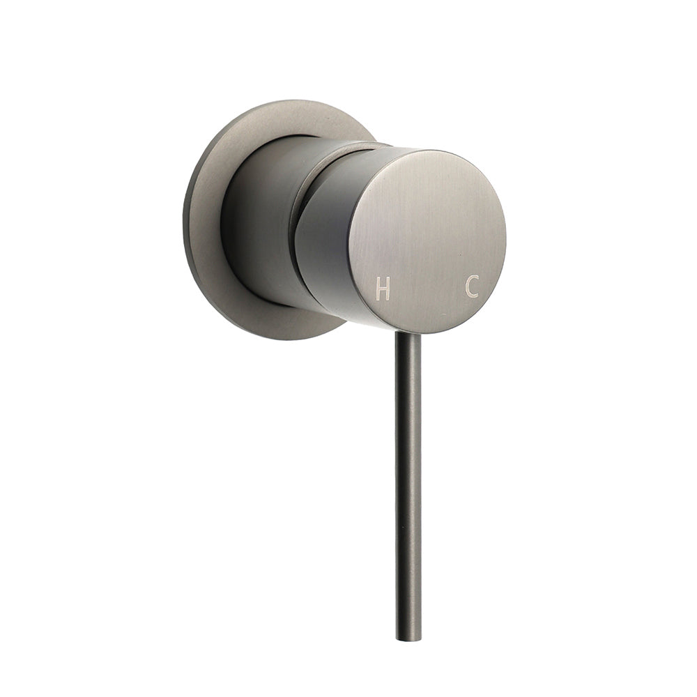 Gun Metal Round Small Face Wall Shower Mixer Hot Cold Bath Tap Valve Cartridge