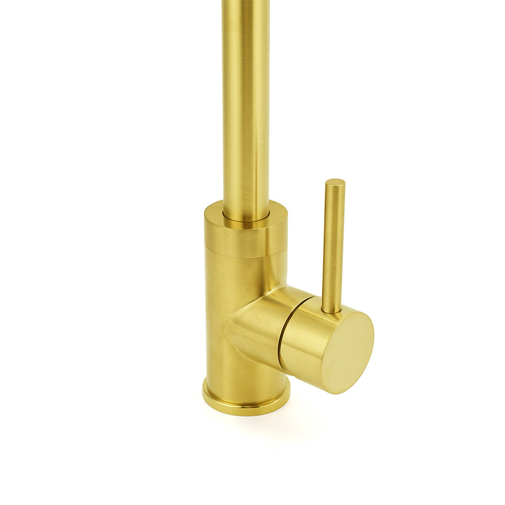 Brushed Gold Round Kitchen Mixer Sink Tap 360° Swivel Laundry Basin Faucet Spout