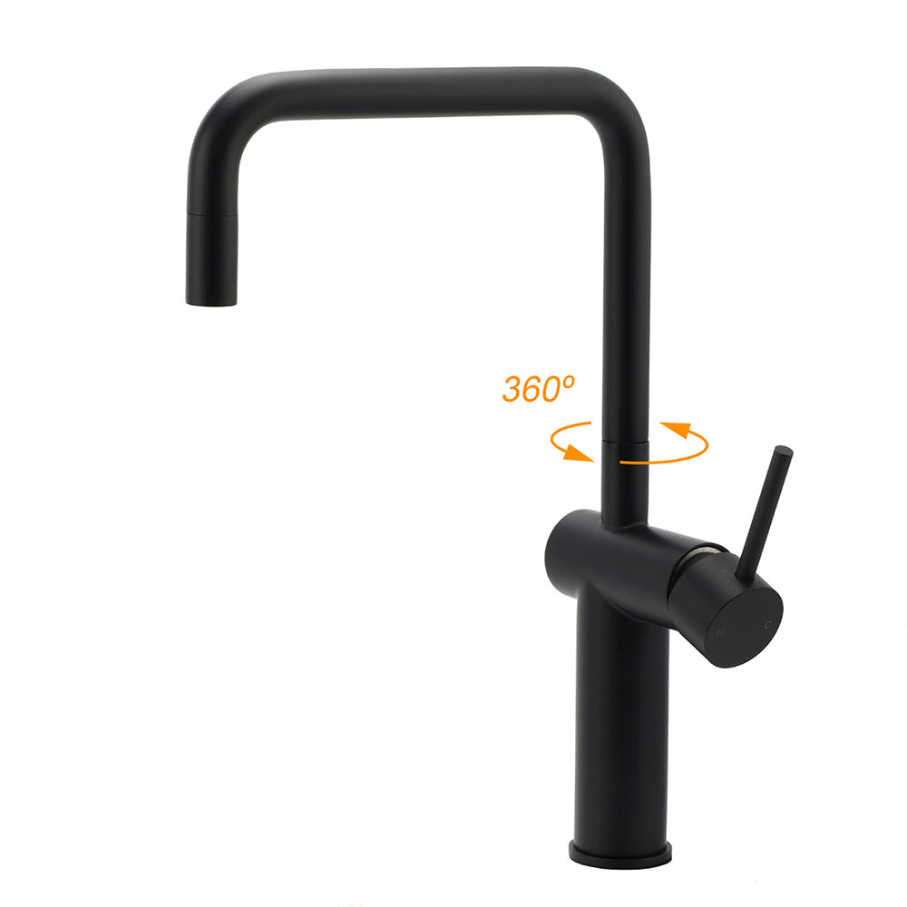 WELS Matt Black SUS Tall Kitchen Laundry 360º Swivel Sink Mixer Faucet Tap Spout