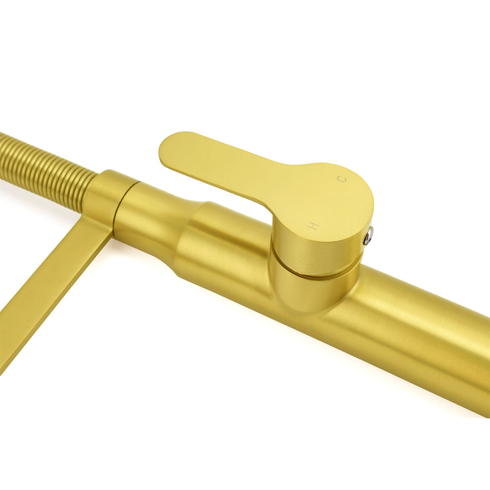 Brushed Gold Tall Kitchen Sink Basin Mixer 360º Swivel Faucet Tap Pull Out Spout