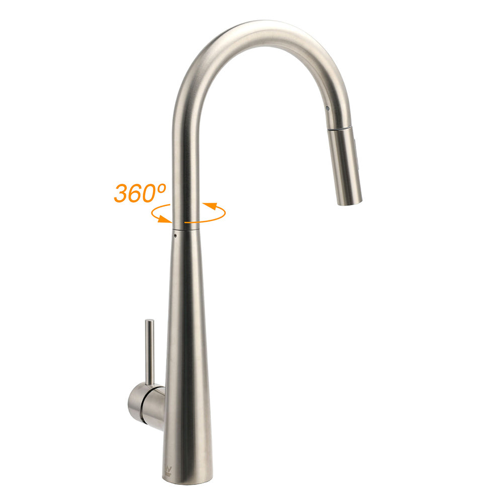 Brushed Nickel Pull Out Kitchen Tap Sink Mixer Faucet Spout 2 Modes Spray Outlet