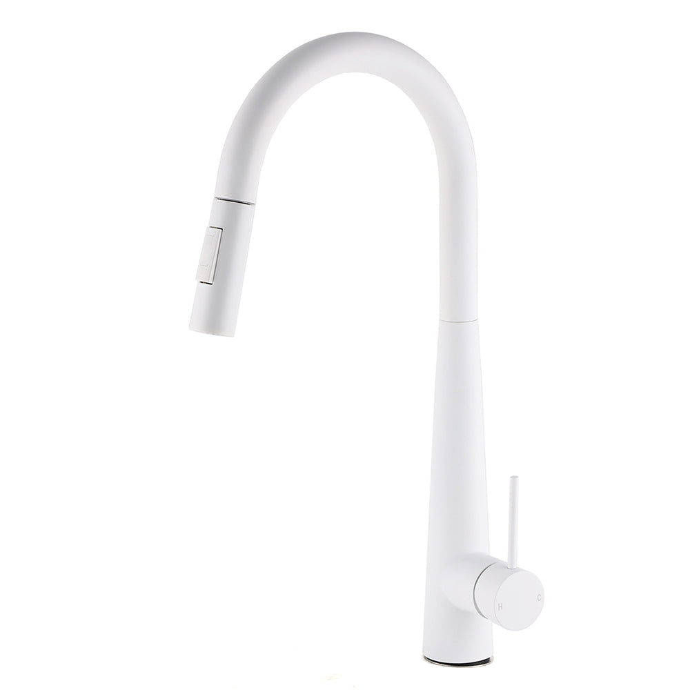Matte White 2 Modes Spray Kitchen Mixer Pull Out Sink Tap Laundry Swivel Faucet
