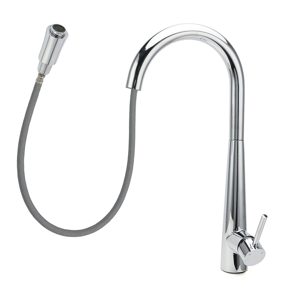 WELS Chrome Pull Out Kitchen Sink Tap Round Basin Mixer Faucet Flexible Spout