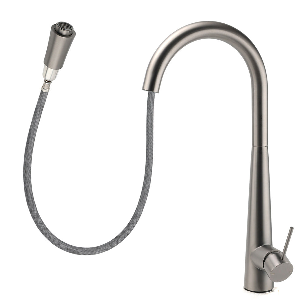 WELS Gun Metal Grey Pull Out Kitchen Sink Tap Basin Mixer Faucet Flexible Spout