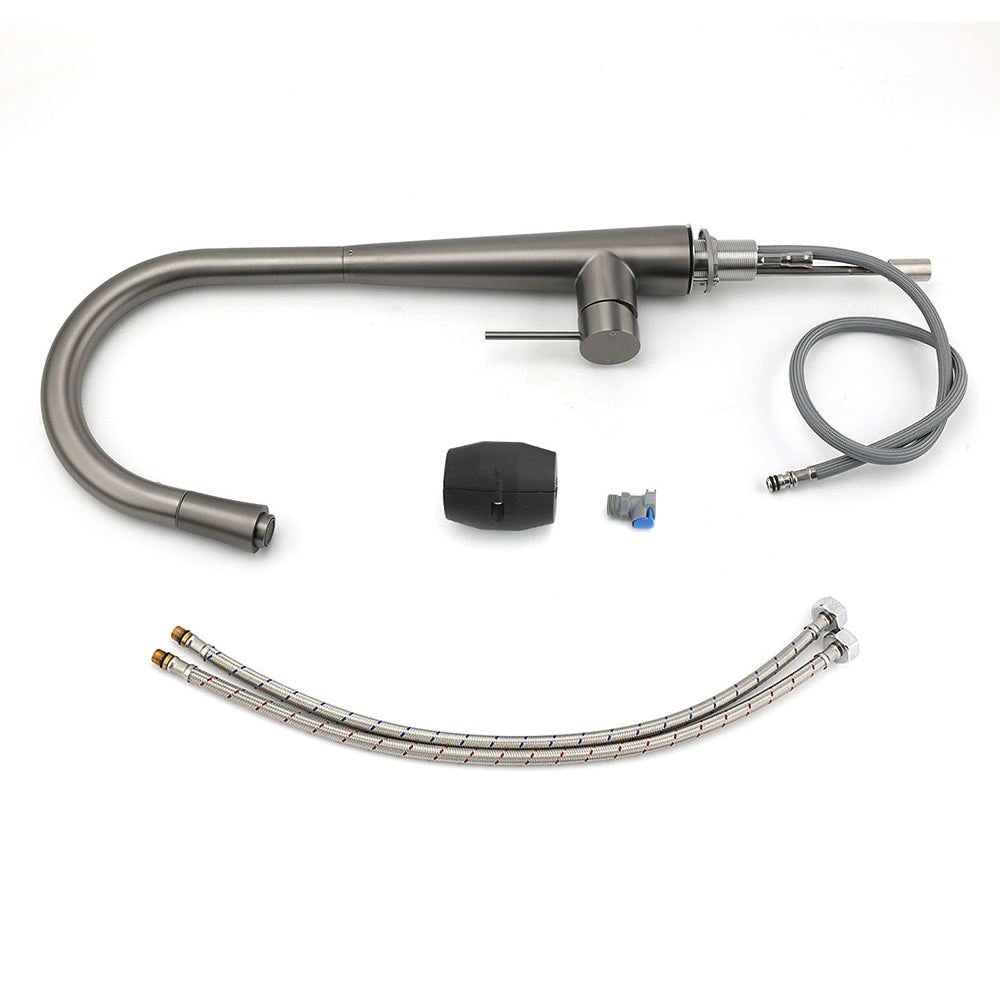 WELS Gun Metal Grey Pull Out Kitchen Sink Tap Basin Mixer Faucet Flexible Spout