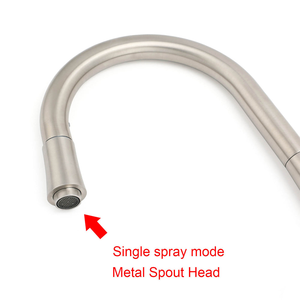 Brushed Nickel Silver Round Pull Out Kitchen Sink Tap Mixer Faucet Spout Outlet