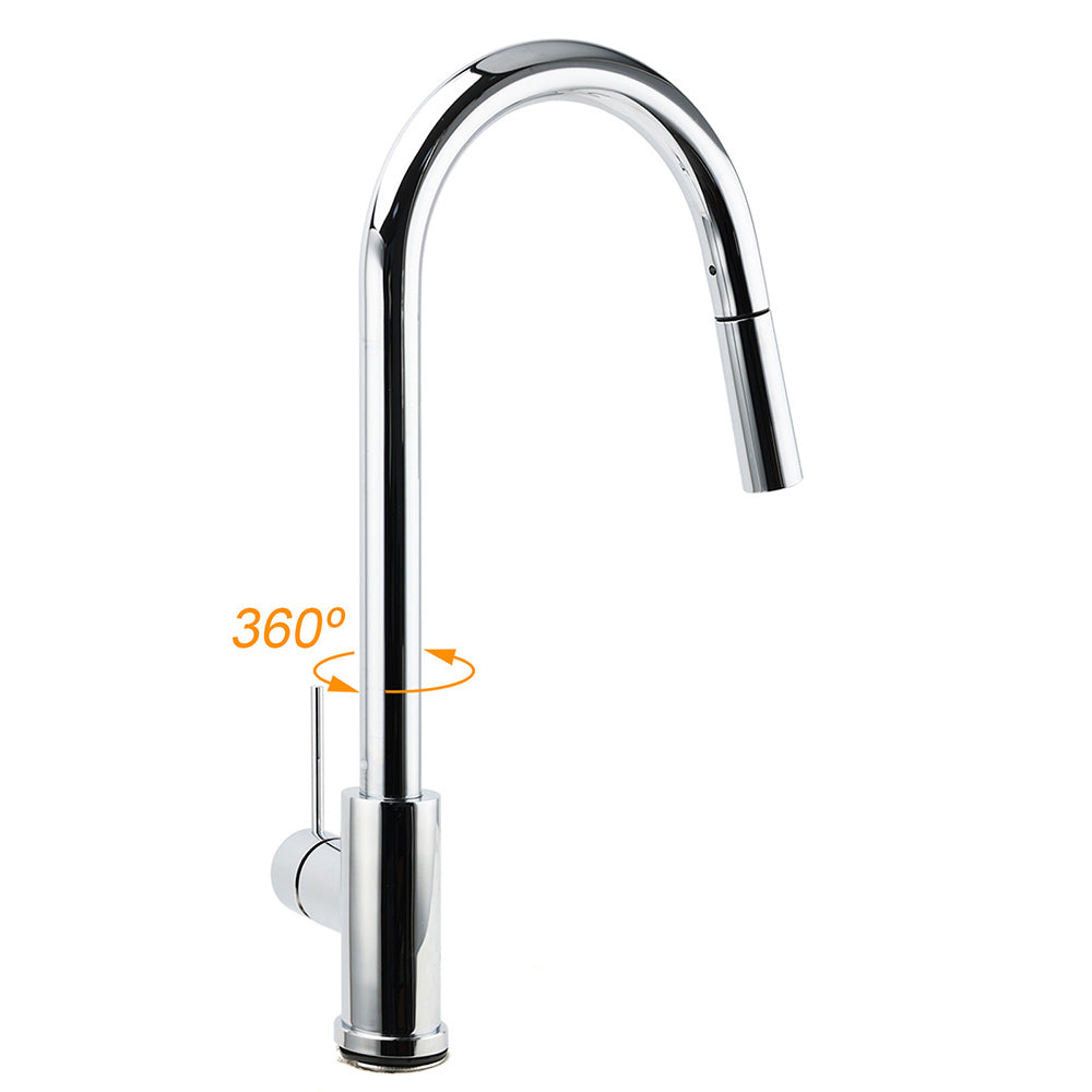 WELS Chrome 2 Modes Spray Pull Out Kitchen Swivel Faucet Sink Tap Laundry Mixer