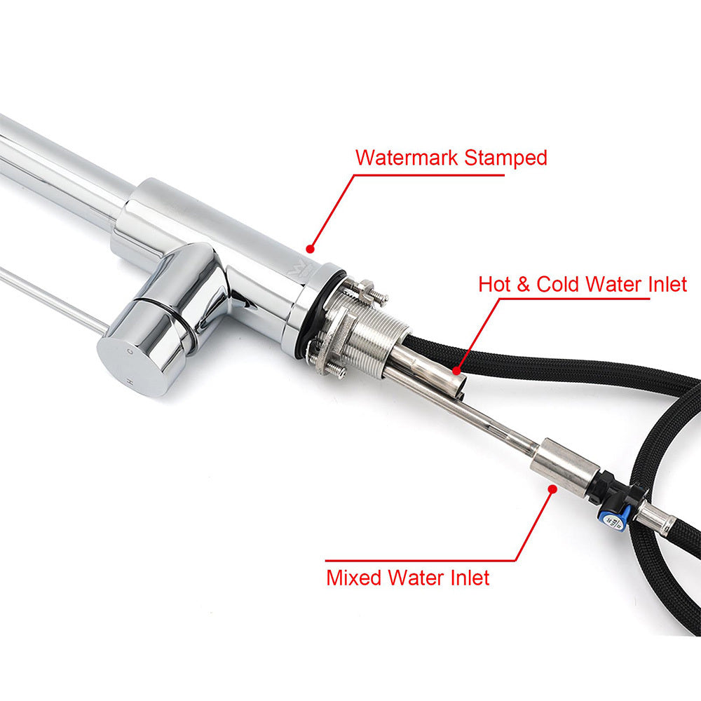 WELS Chrome 2 Modes Spray Pull Out Kitchen Swivel Faucet Sink Tap Laundry Mixer