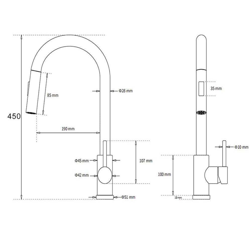 WELS Chrome 2 Modes Spray Pull Out Kitchen Swivel Faucet Sink Tap Laundry Mixer