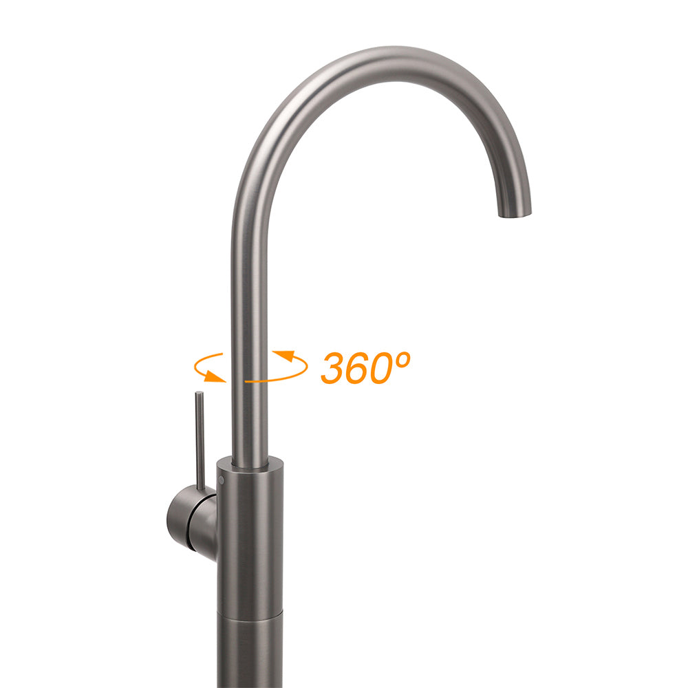 Gun Metal Bathroom Free Standing Hot Cold Water Mixer Tap Bath Tub Filler Spout