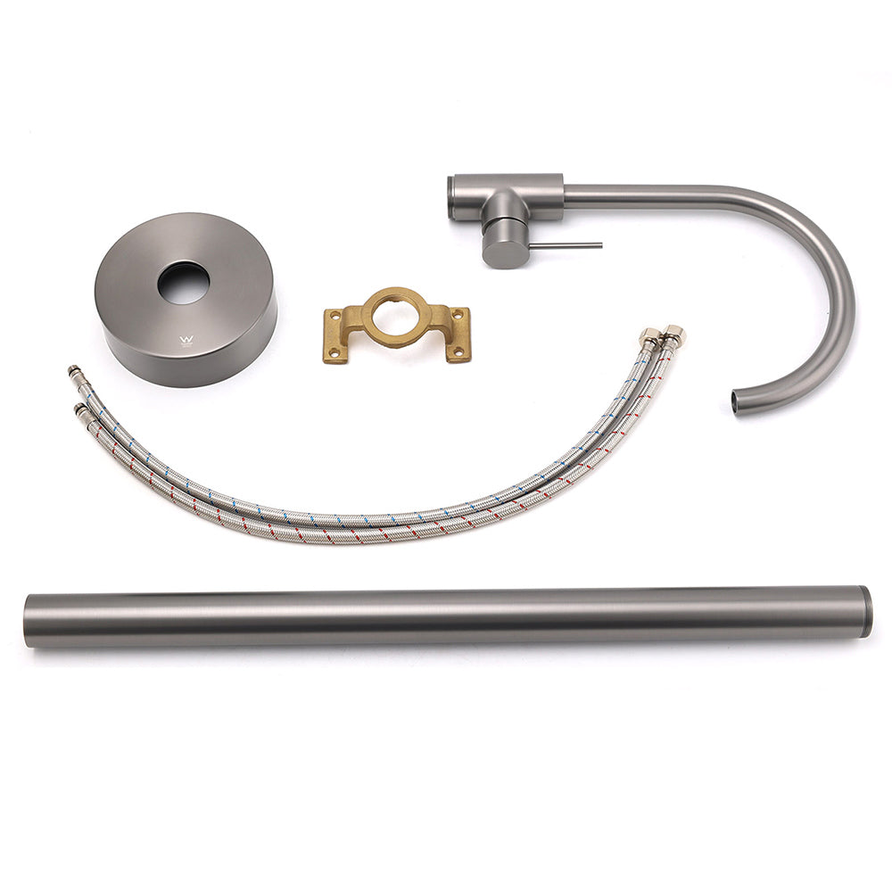 Gun Metal Bathroom Free Standing Hot Cold Water Mixer Tap Bath Tub Filler Spout