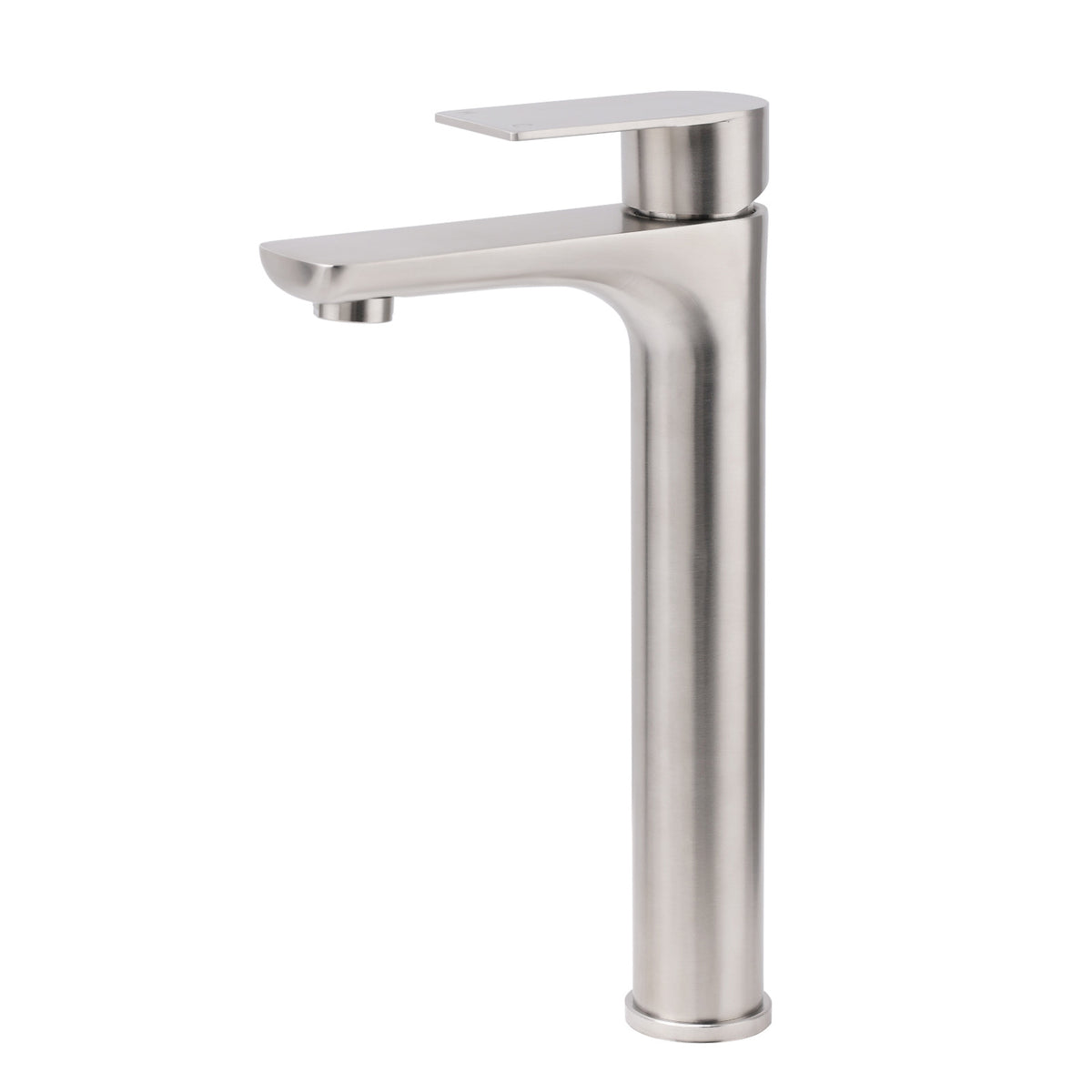 Brushed Nickel Rounded Edge Tall Basin Mixer Kitchen Vanity Faucet Tap Spout Set