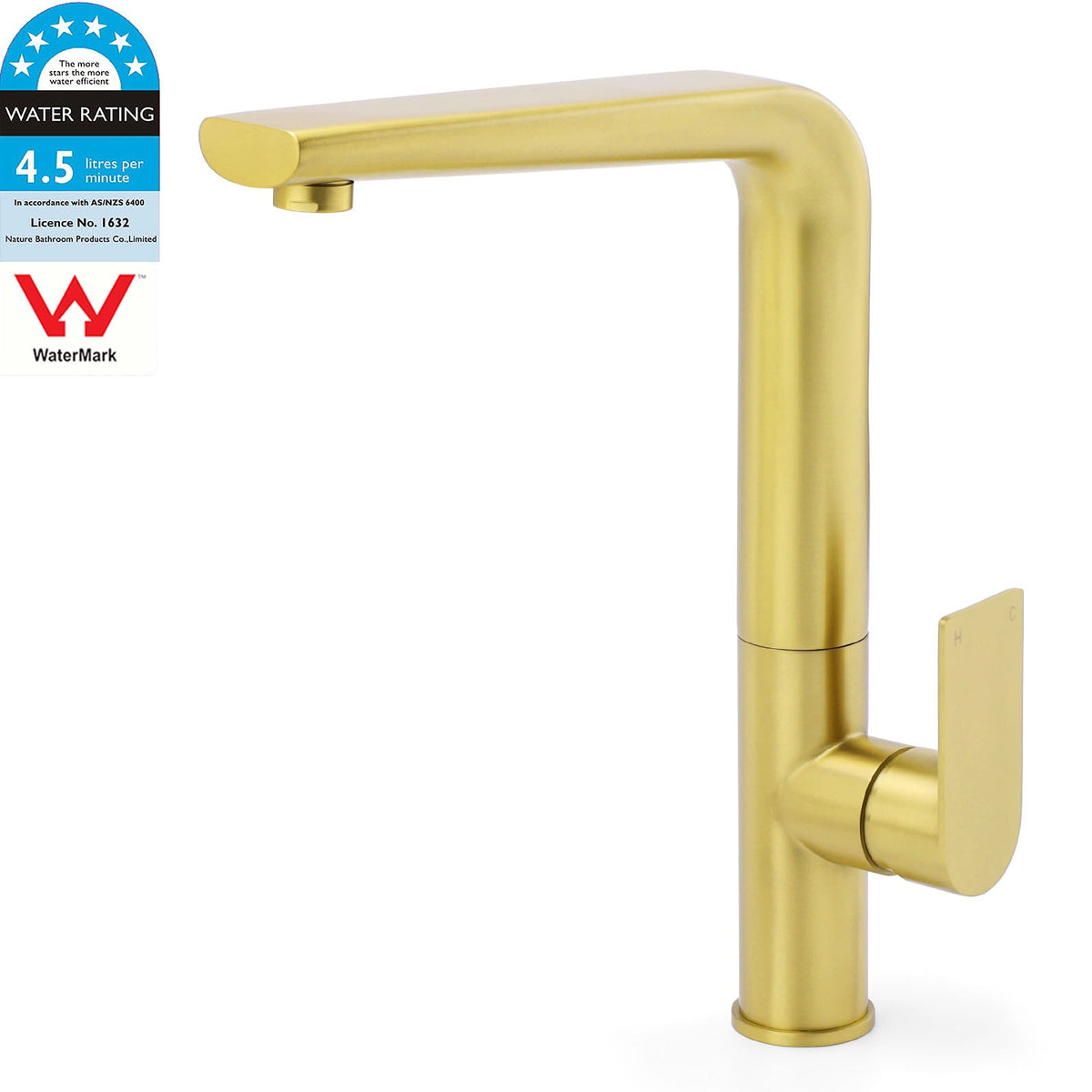 NEW ARRIVAL WELS Brushed Gold Round Kitchen Mixer Sink Tap Laundry Faucet Spout