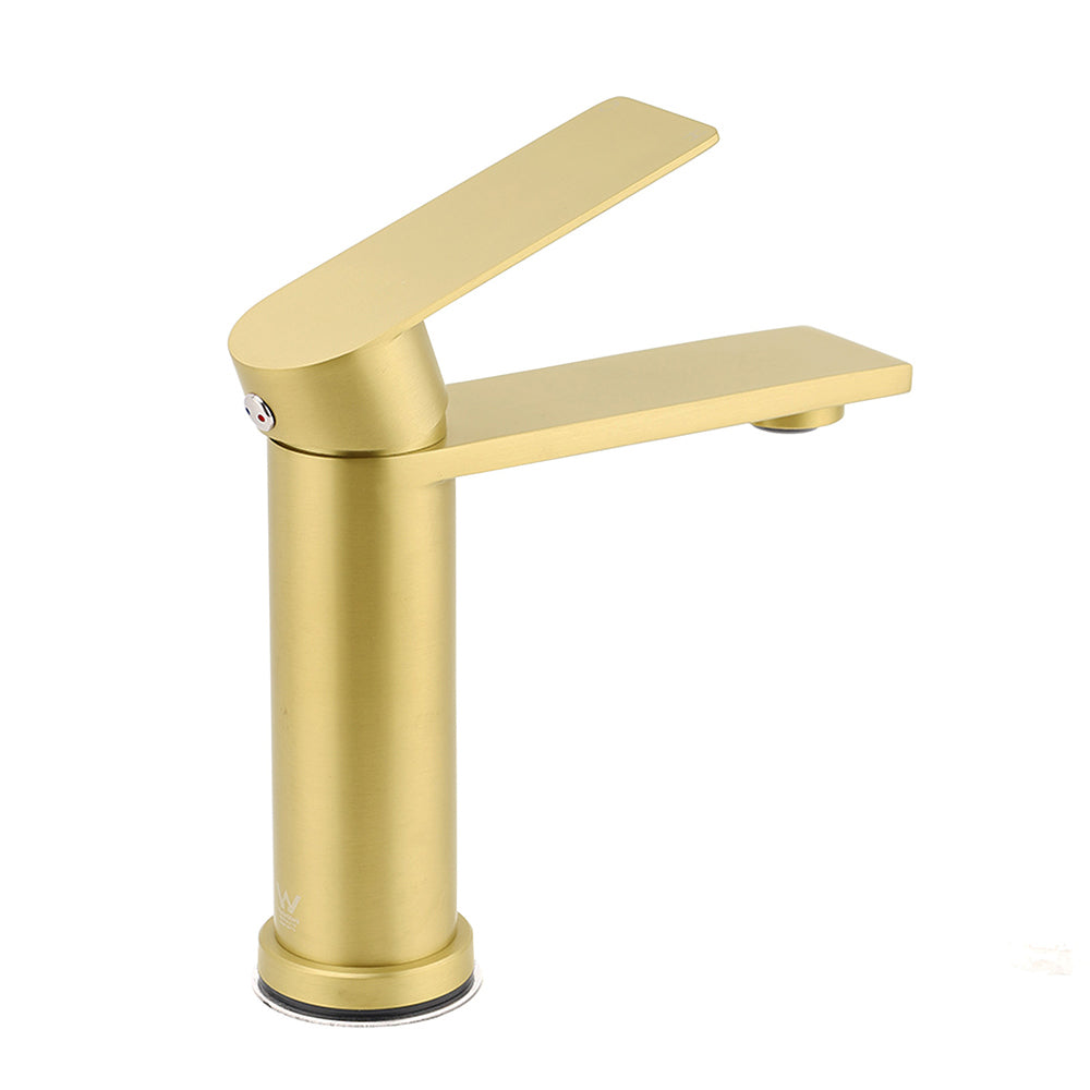 WELS Brushed Gold Short Square Basin Mixer Vanity Sink Faucet Spout Laundry Tap