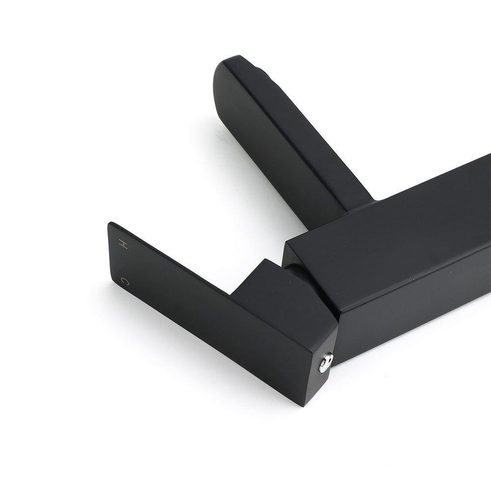 WELS Classic Square Matt Black Basin Mixer Vanity Laundry Sink Faucet Tap Outlet