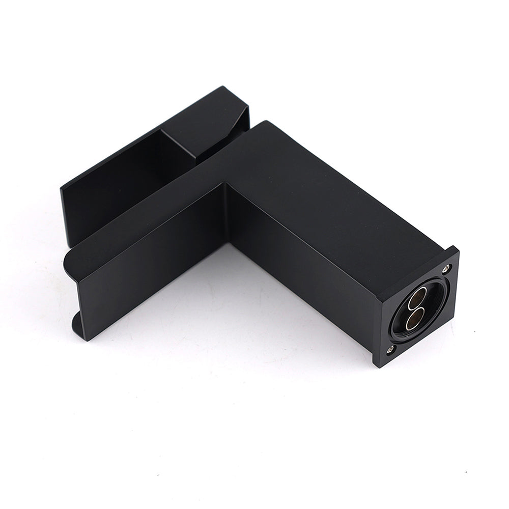 WELS Matt Black Cubic Square Basin Mixer Waterfall Faucet Spout Laundry Tap Set