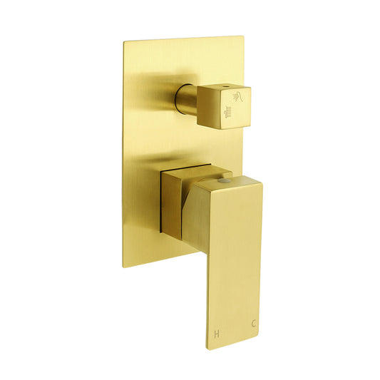 Watermark 1/2 Inch Shower Mixer Diverter Brushed Gold Square Stainless Steel Set