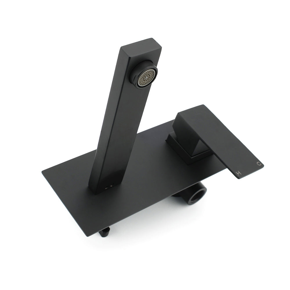 Matt Black Basin Mixer Bathroom Tub Faucet Wall Mount Tap Hot Cold Water Spout