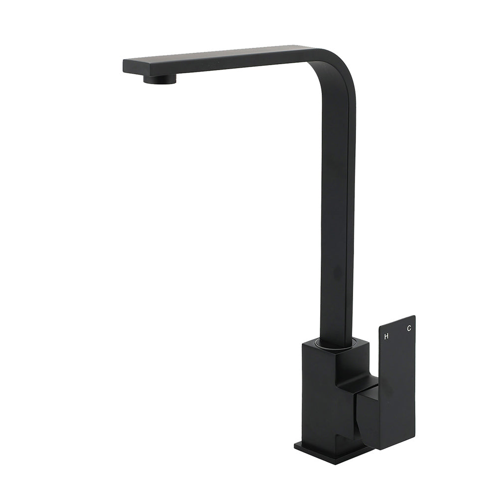 Matt Black Square Gooseneck 360 Swivel Laundry Sink Kitchen Mixer Faucet Tapware